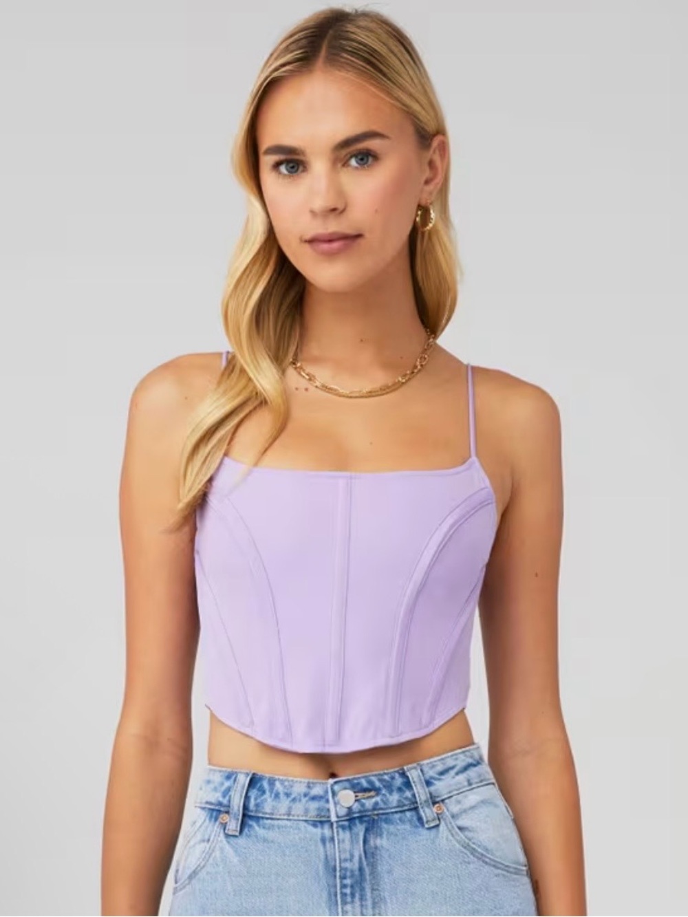 Rare London Lilac Corset Crop Top